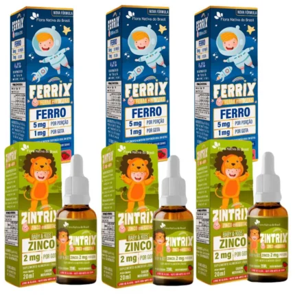 3X Ferrix Ferro + 3X Zintrix Zinco - Kids - Flora Nativa