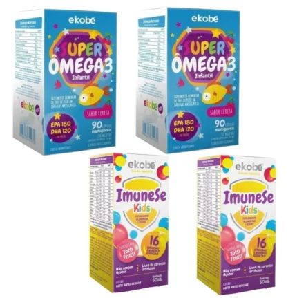2x Super Ômega 3 + 2x Imunese Kids 16 Vitaminas - Ekobé Kids